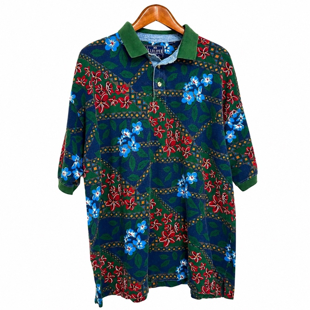 VTG J.J. Oliver Originals Mens XL Floral Tropical Geometric Polo Shirt